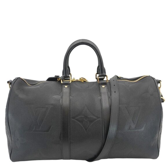 Louis Vuitton  Keepall Bandouliere 45 Monogram Empreinte Giant Travel Bag Black - Picture 2 of 11